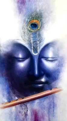 Furnato | Beautiful Poster of Shree Krishna | P45 | Adhesive Poster | 10 Inch X 18 Inch