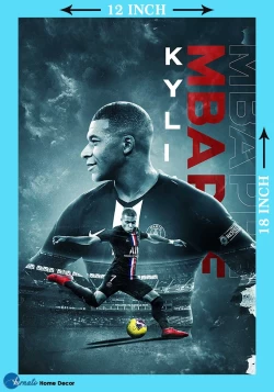 Furnato | Beautiful Poster of Kylian Mbappe | PSF14 | Adhesive Poster | 12 Inch X 18 Inch