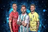 Furnato | Beautiful Poster of Ronaldo Messi Neymar | PSF38 | Adhesive Poster | 18 Inch X 12 Inch