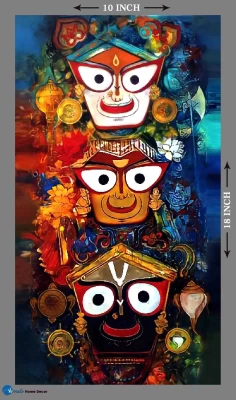 Furnato | Beautiful Poster of Jai Jagannatha | P172 | Adhesive Poster | 10 Inch X 18 Inch
