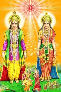 Furnato | Beautiful Poster of Lakshmi Narayan | P179 | Adhesive Poster | 12 Inch X 18 Inch