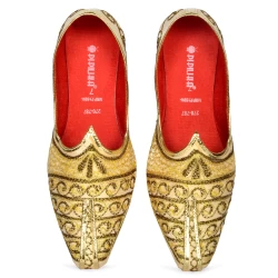 PIPILIKA Ethnic Wedding Jutis Mojaris | Wonderful Indian Trendy Ethnic Footwear Jutis For Men | 270-787 | Golden