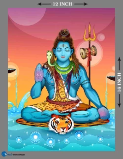 Furnato | Beautiful Poster of Shiva | P187 | Adhesive Poster | 12 Inch X 16 Inch